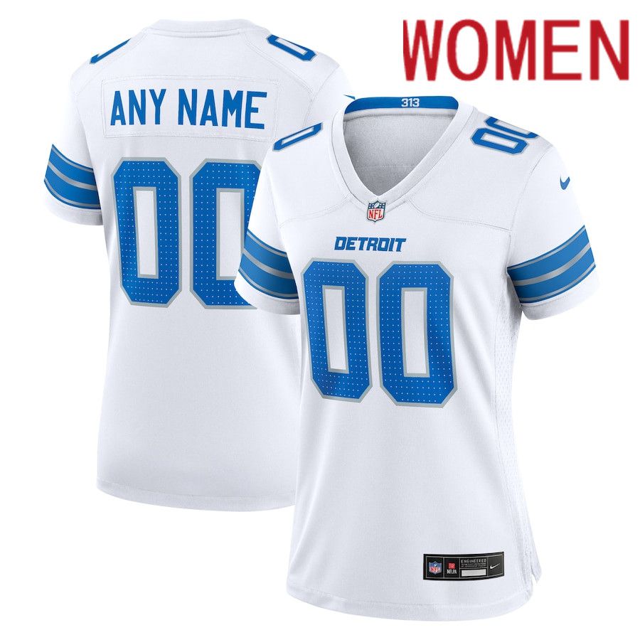 Women Detroit Lions Nike White Custom Game NFL Jersey